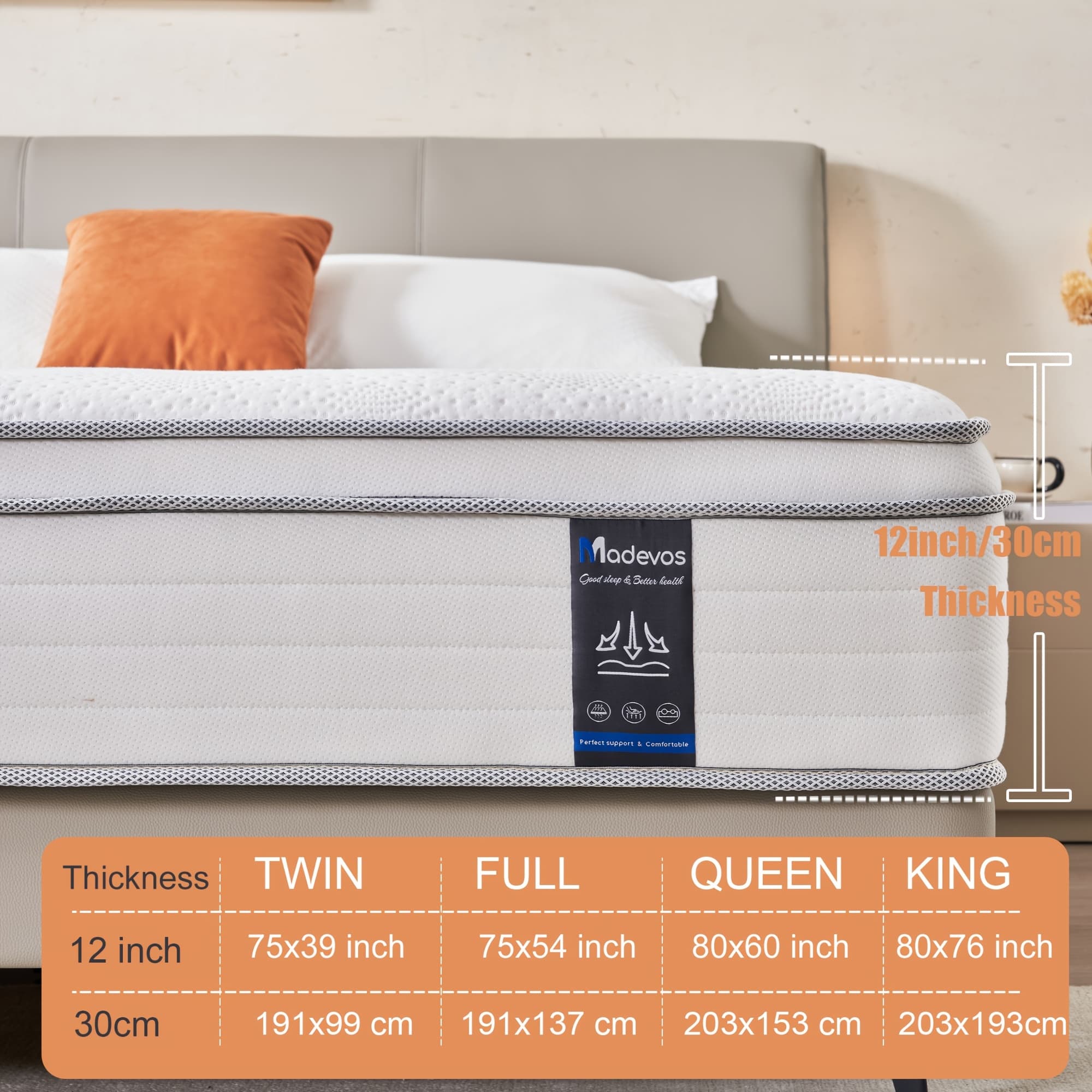 TEMU 10/12 Inch Multilayer Full Queen King Size Mattress- Multiple Sizes & Styles , With Memory Foam And , Medium