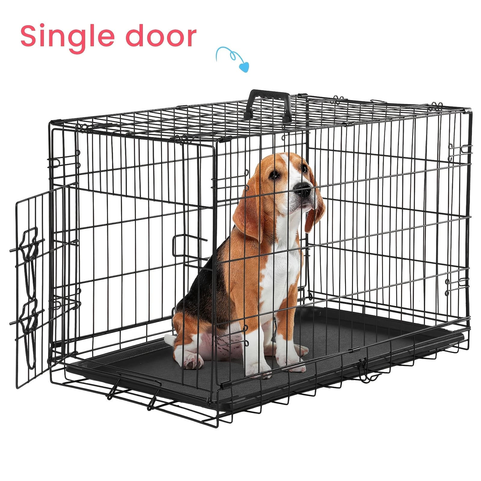 TEMU Antonia Dog Crate With Divider Panel Double Door, Folding Metal Wire Dog Cage With Plastic Leak-proof Pan Tray, Pet Kennel For Indoor, Outdoor, And Travel