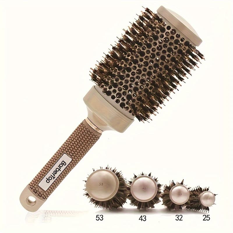 TEMU Barbertop Golden Roller Brush | Mane Bristle, Abs Plastic Handle, Enhances Texture For Normal Hair Styling