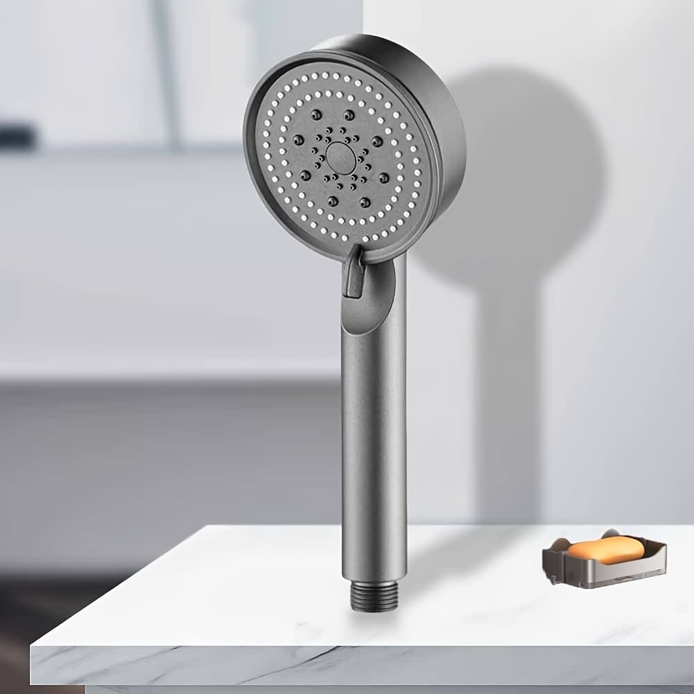 TEMU Black Handheld Rain Shower Head With Large Water Volume, Featuring 5 Adjustable Spray - , Stylish Bathroom Upgrade, Plastic Material, Perfect Enhancement Of Shower Experience