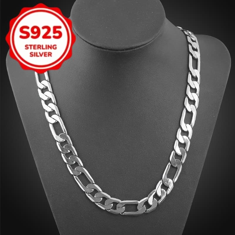 TEMU S925 Fashion 6mm Sterling Silver Chain Necklace (unisex) - Hypoallergenic Material, For , Everyday Jewelry, Party Accessory, Elegant Design, , , Jewelry Enthusiast'