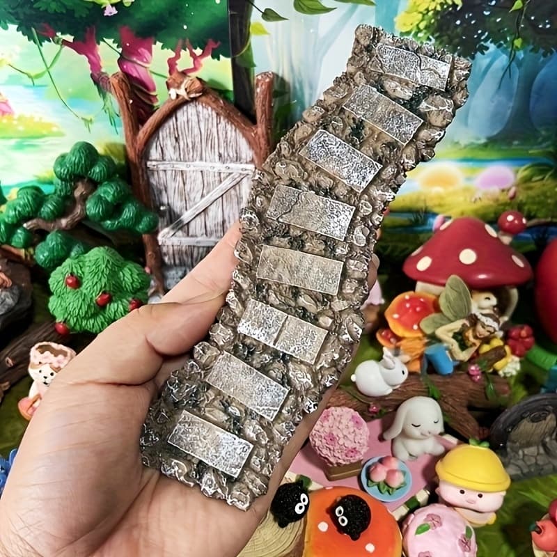 TEMU 6.69-inch Pathway Resin Decor - Miniature Fairy Garden Trail For Bonsai & Cottagecore Displays, Indoor-outdoor Holiday Gift