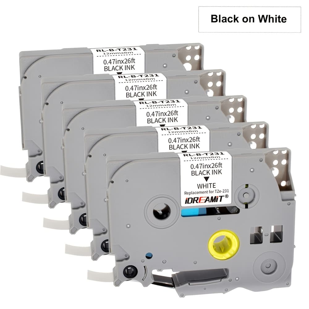 TEMU 5- Compatible Maker 12mm 0.47 White Tze-231 Tz-231 Tze White Tape For Ptd220 Pt-1290 Ptd210 Pth110 Label Maker