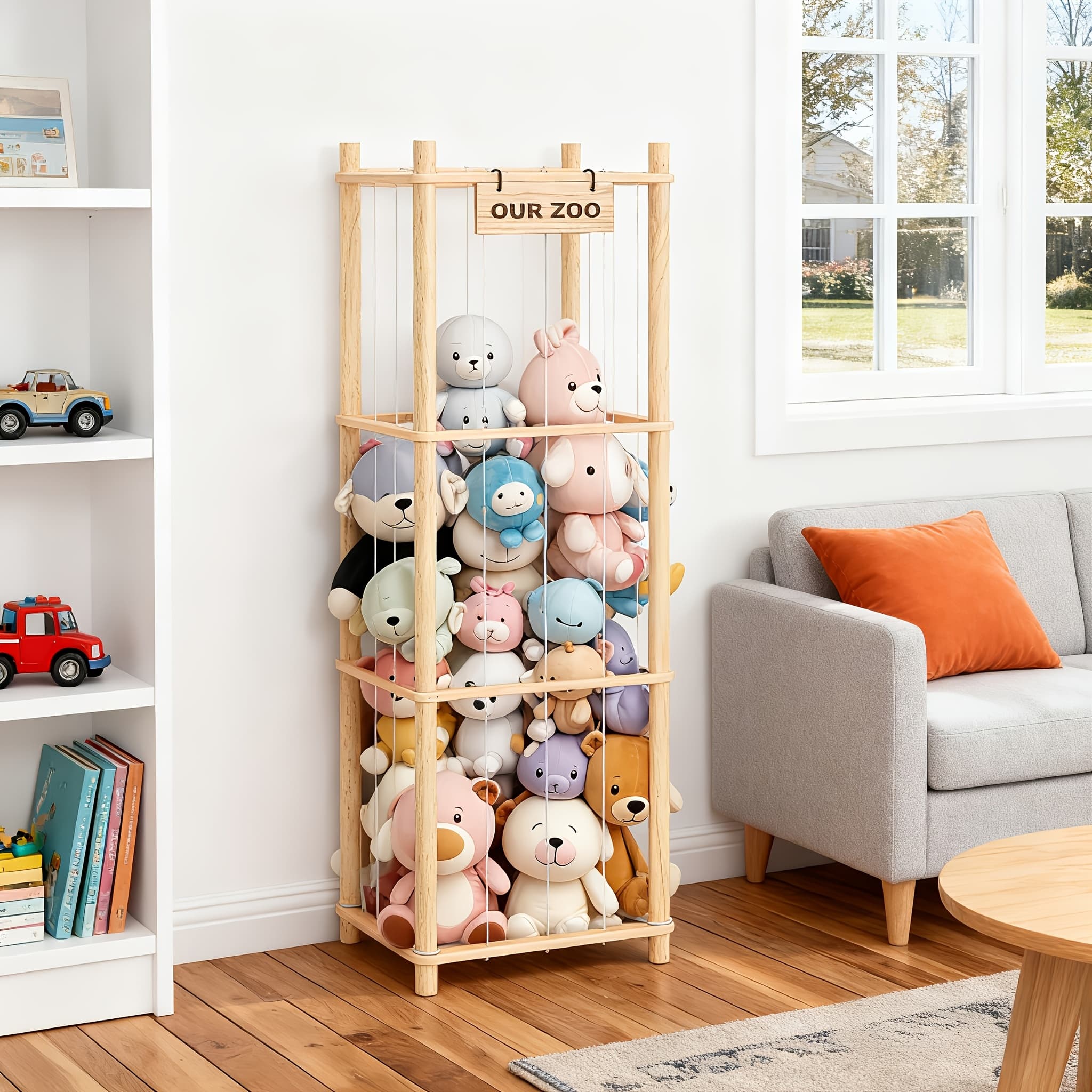 TEMU Spacious Doll Storage Shelf, Wooden Organizer, Easy Assembly, Space-, , Ideal For Game Rooms, Bedrooms, And Living Areas