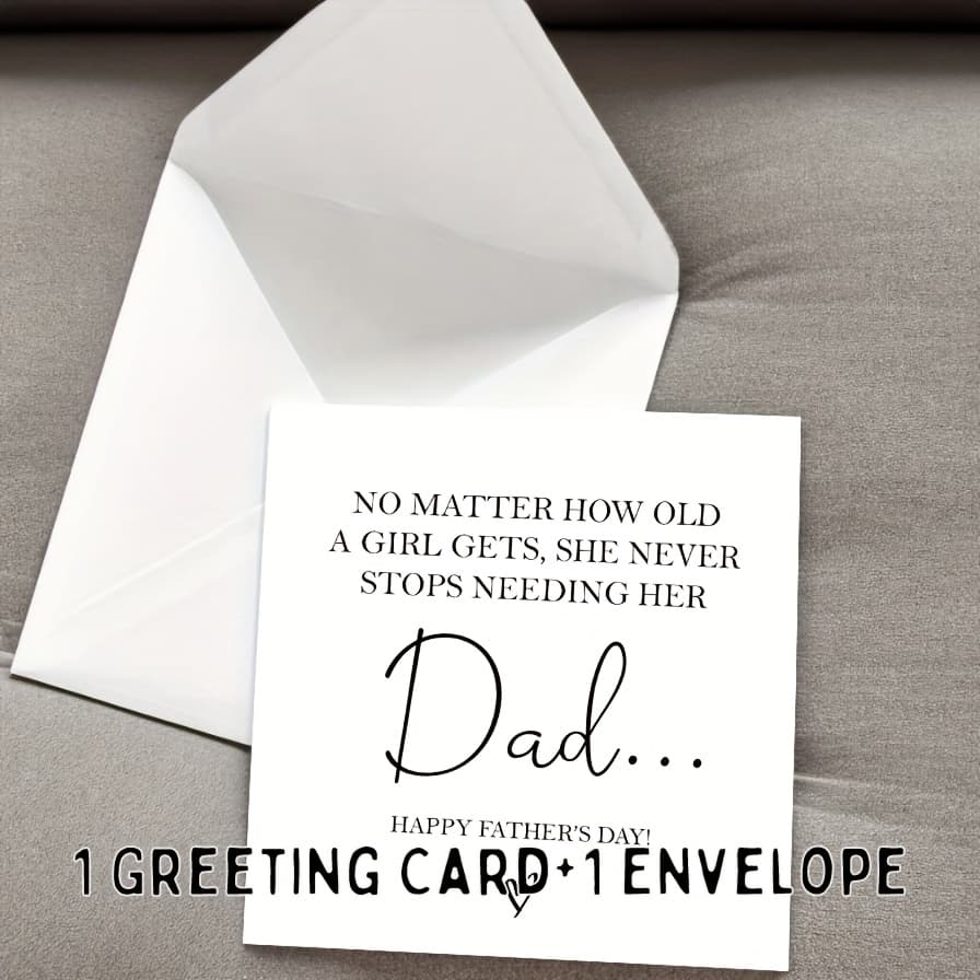 TEMU 1/5 Set, Father's Day Card | 'a Girl Never Stops Needing Her Dad' | Perfect For Love And Gratitude For Father Including Envelope