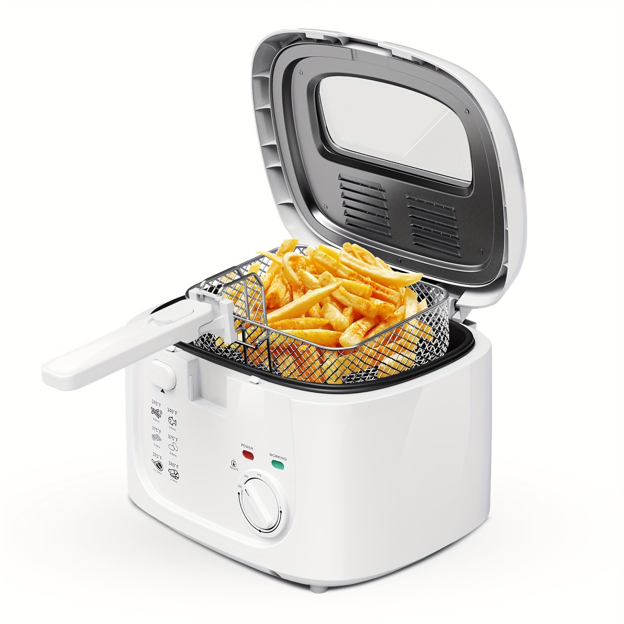 TEMU 1500w Electric Deep Fryer With Adjustable Temperature Control, 2.5l Basket & Viewing Window, Removable Lid For , Switch, Christmas Gift