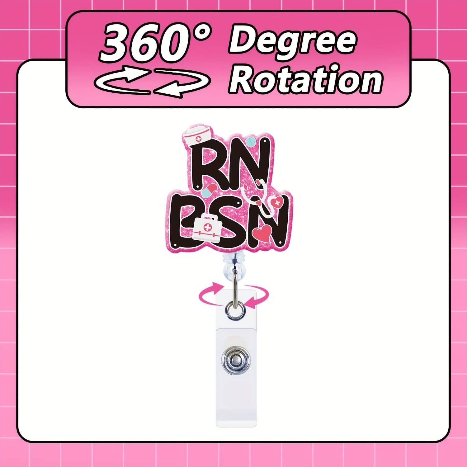 TEMU Retractable Badge Holder Reels With Id Clip For Nurse Nursing Name Tag Card, Rn Bsn Accessories For Work Nurses