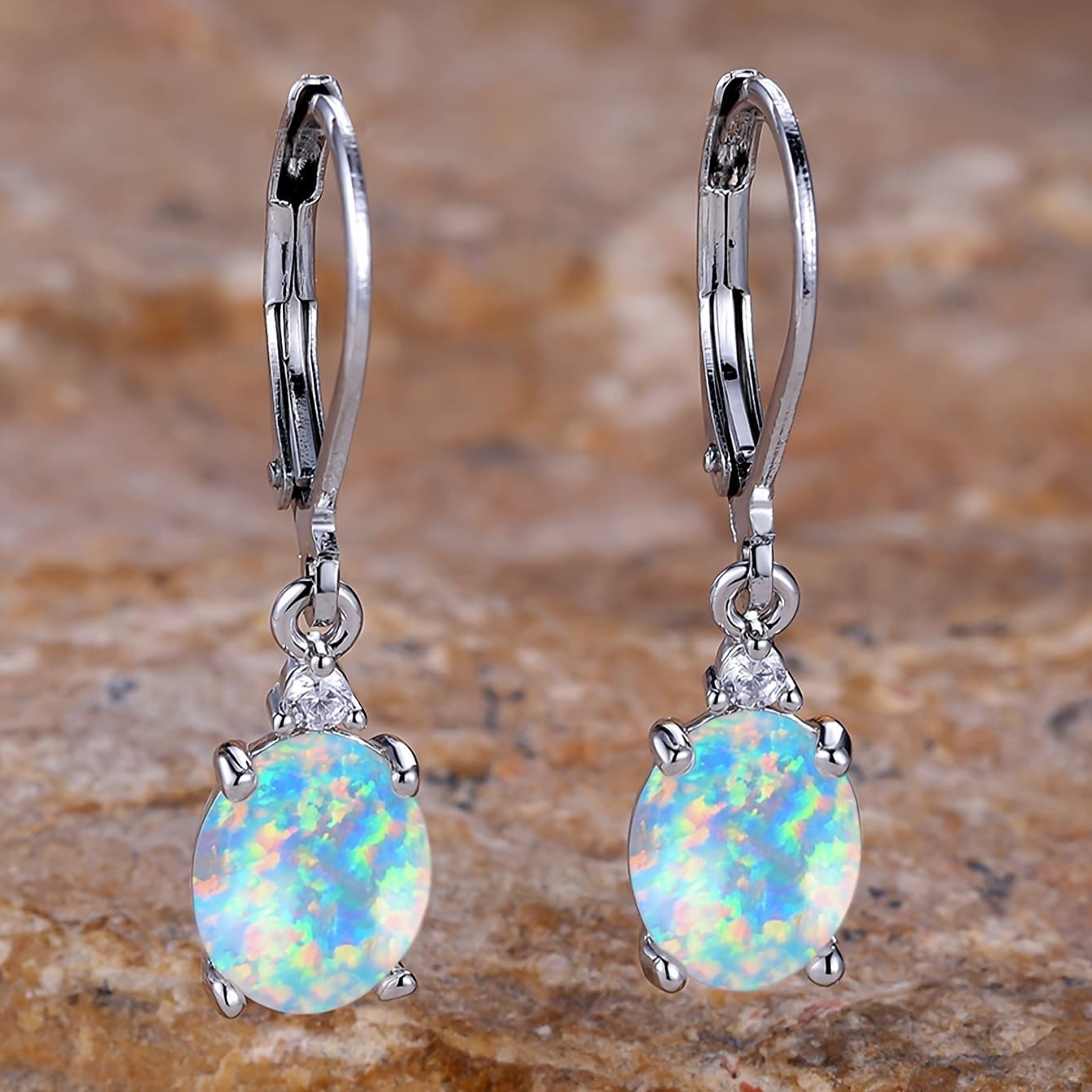 TEMU Hoop Earring Cute Shape Birthstone Earrings For Women Charm Silvery Color Engagement Jewelry Gift