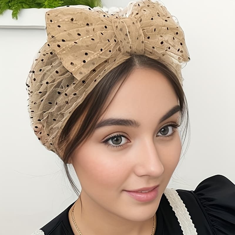 TEMU A Single Summer Women's Mesh Trendy Hat With A Sweet Bow, Suitable For The Hui Ethnic Group, A Traditional Headscarf, Curved Design, Perfect As A Gift For Eid And New Year, A