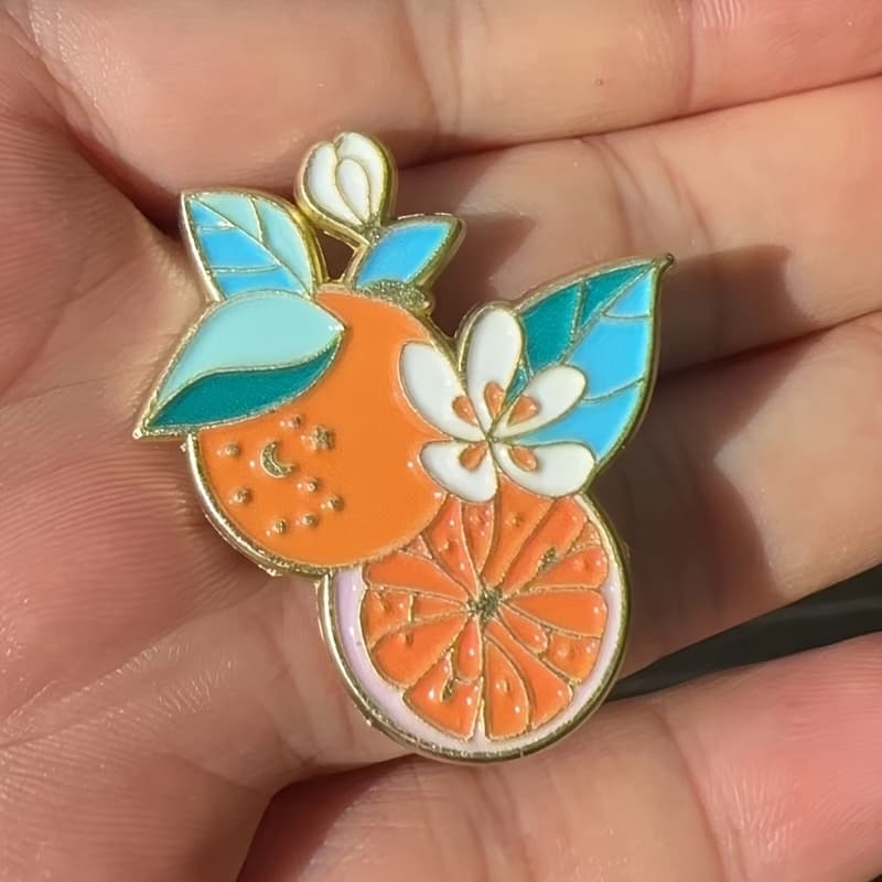 TEMU Orange Enamel Pin Brooch Cute Fruit Badge Bag Accessory Gift Pin