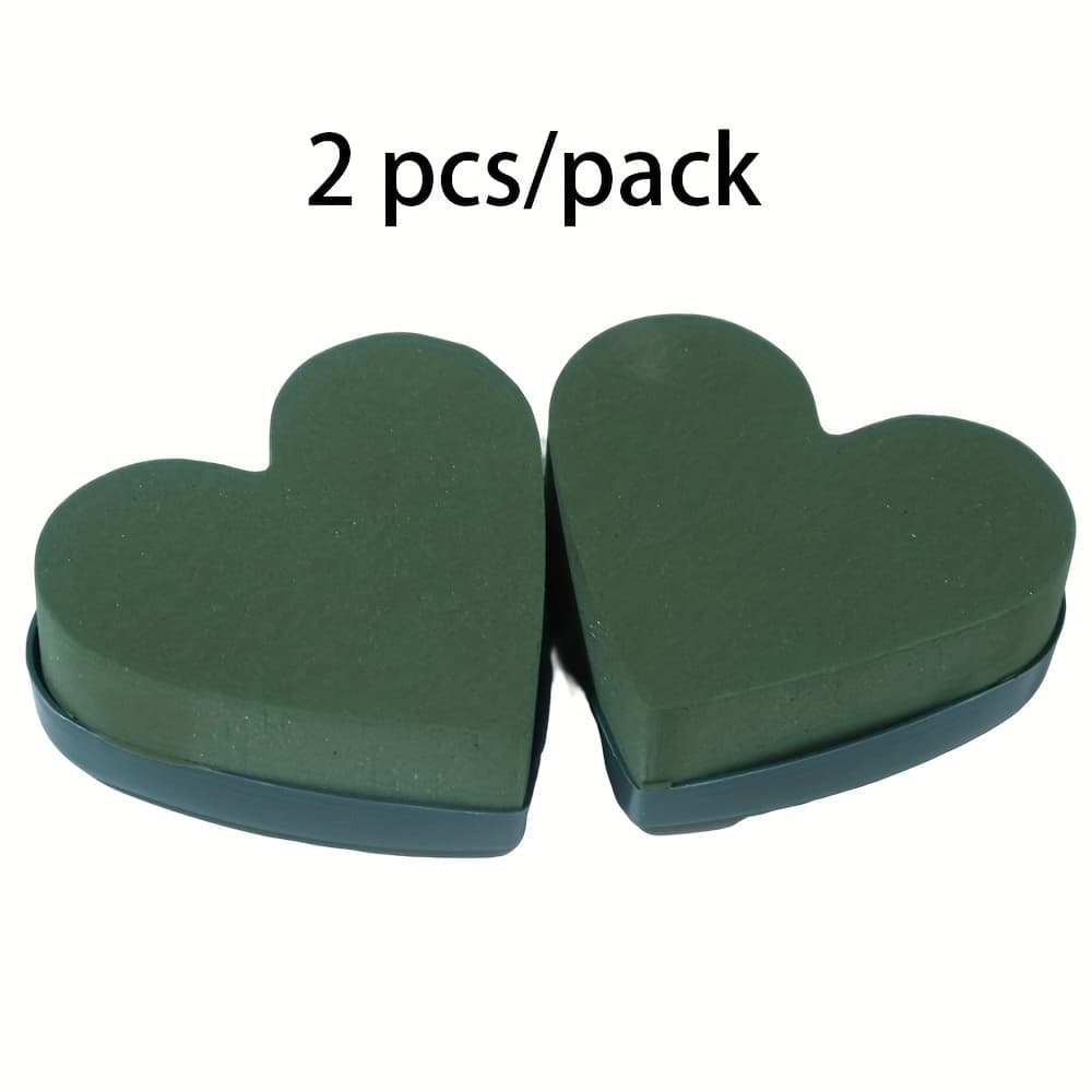TEMU Green -shaped/love Heart-shaped Floral Foam, Tabletop Flower Arranging Base, 13cm Wide, Sold By Pack, 2pcs Per Pack, Suitable For Flower Arranging, Weddings, And Party Decorations