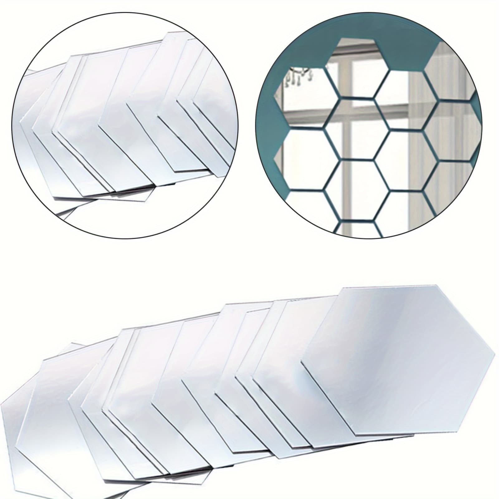 TEMU 24pcs Mirror Wall Stickers 3d Hexagon Acrylic Mirror Wall Decor Art Wall Sheet Plastic Removable Mirror Wall Sticker Tiles For Bathroom Bedroom Living Room Tv Background Wall Decoration (silver)