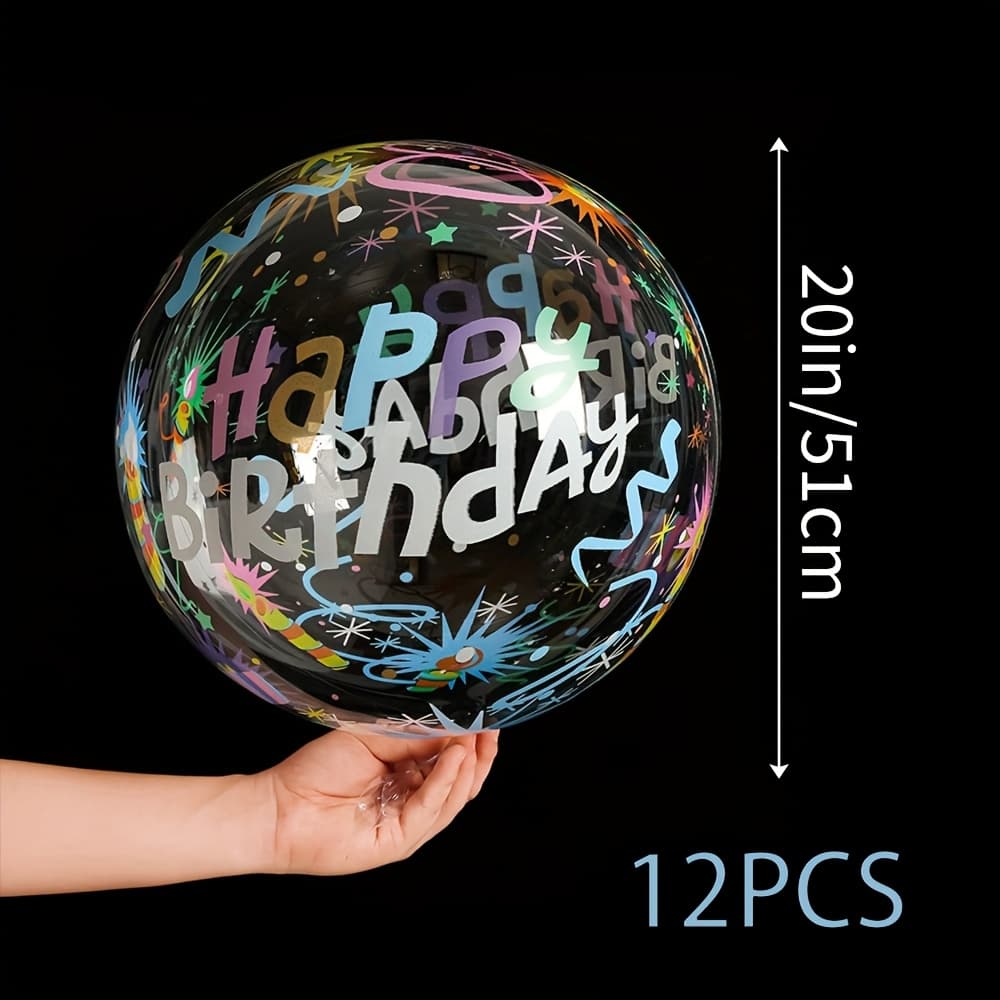 TEMU 12 Pack, Transparent Birthday Balloons With "happy Birthday" Printed On Them, Suitable For Birthdays, Weddings, Anniversaries, Halloween, Christmas, New Year Party Decorations