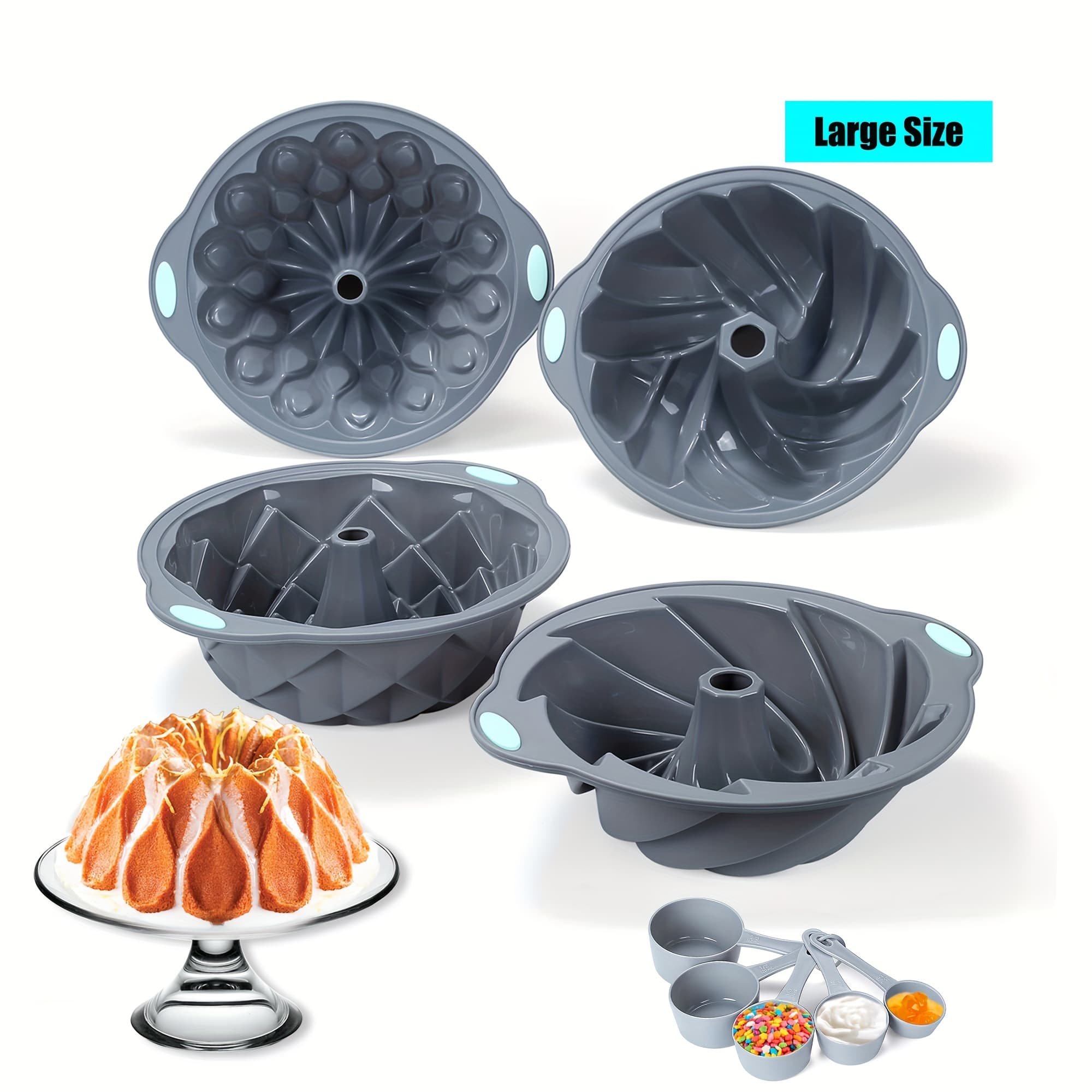 TEMU 9 Silicone Cake Pans - , Fluted, And Versatile Molds For Baking Cakes, Brownies, Flan, Meatloaf, And More - Crown, Nest, Spiral, And Braided Shapes For And