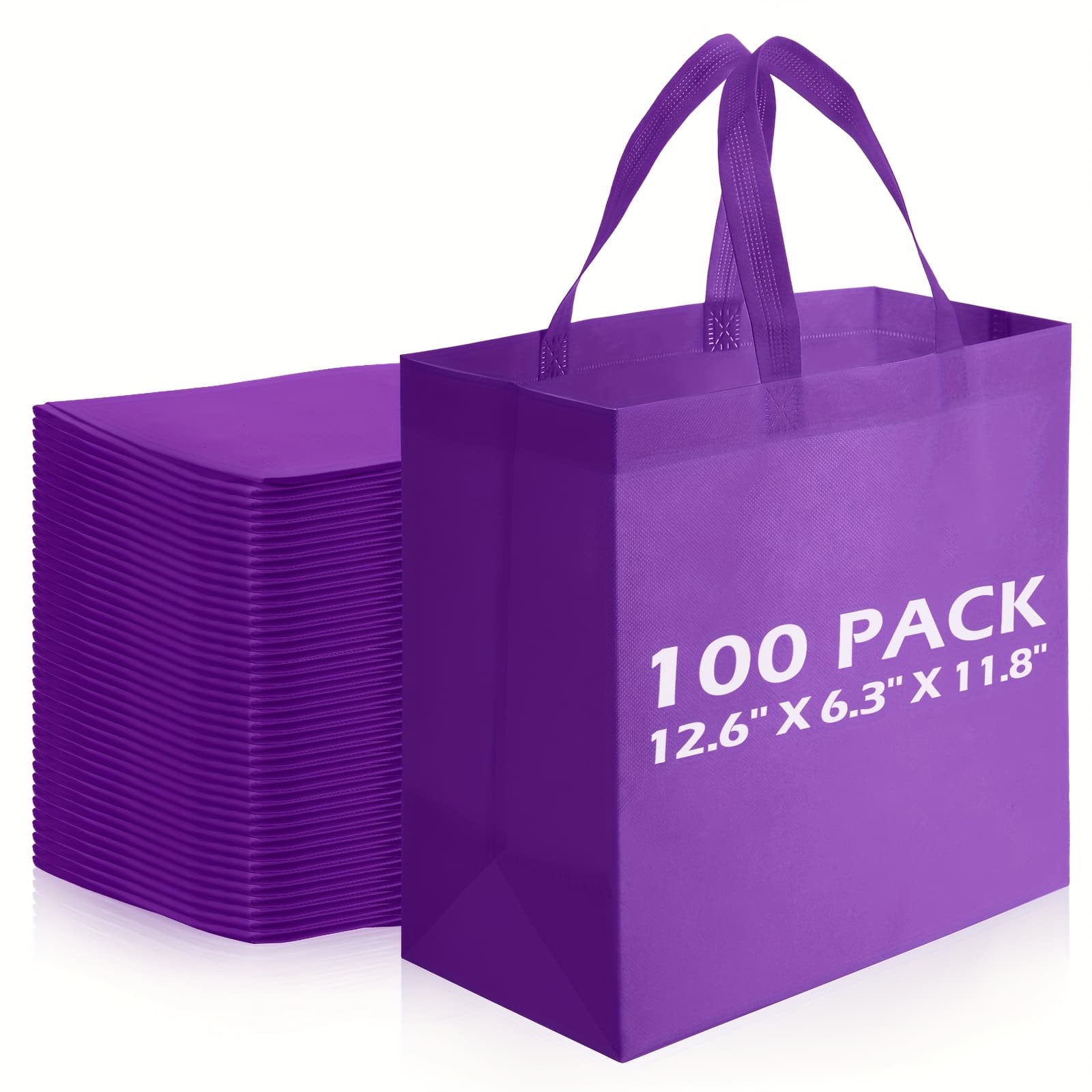 TEMU Reusable Bags 100pcs Non Woven Grocery Handle Bags For Shop Events & Retail Store (purple)
