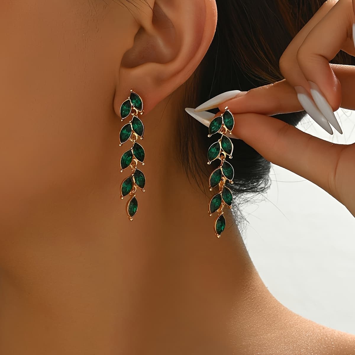 TEMU 1 Pair Of Women's Fashion Ear Studs Spring/summer Vintage Wheat Spike Green Personality Earrings Daily Gift For Exquisite Gifts Versatile Ear Ornaments