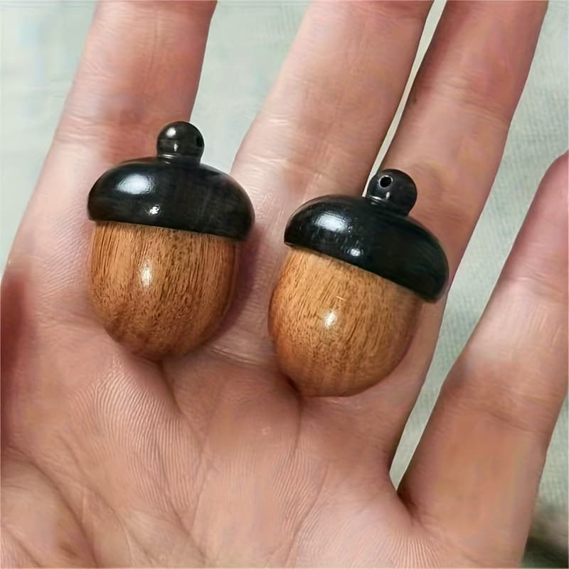 TEMU 2pcs Mini Wooden Pill Boxes Suitable For Travel - Portable Compact Medication With Keychain Attachment, Wood Capsule For Medicines, Vitamins & Small Supplies