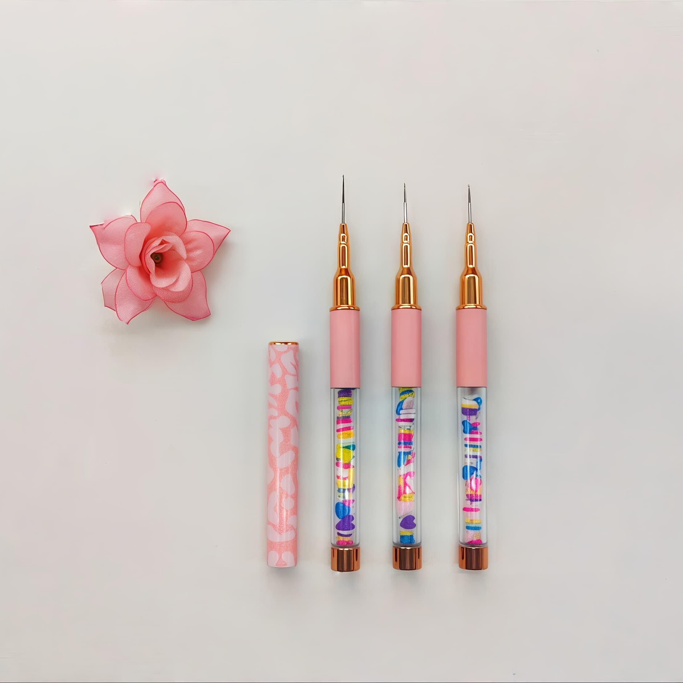 TEMU 3pcs Professional Nail Art Brush Set, Ultra- For Painting, Coloring, And Detailing, Brushes, Ideal For Diy And Salon Use