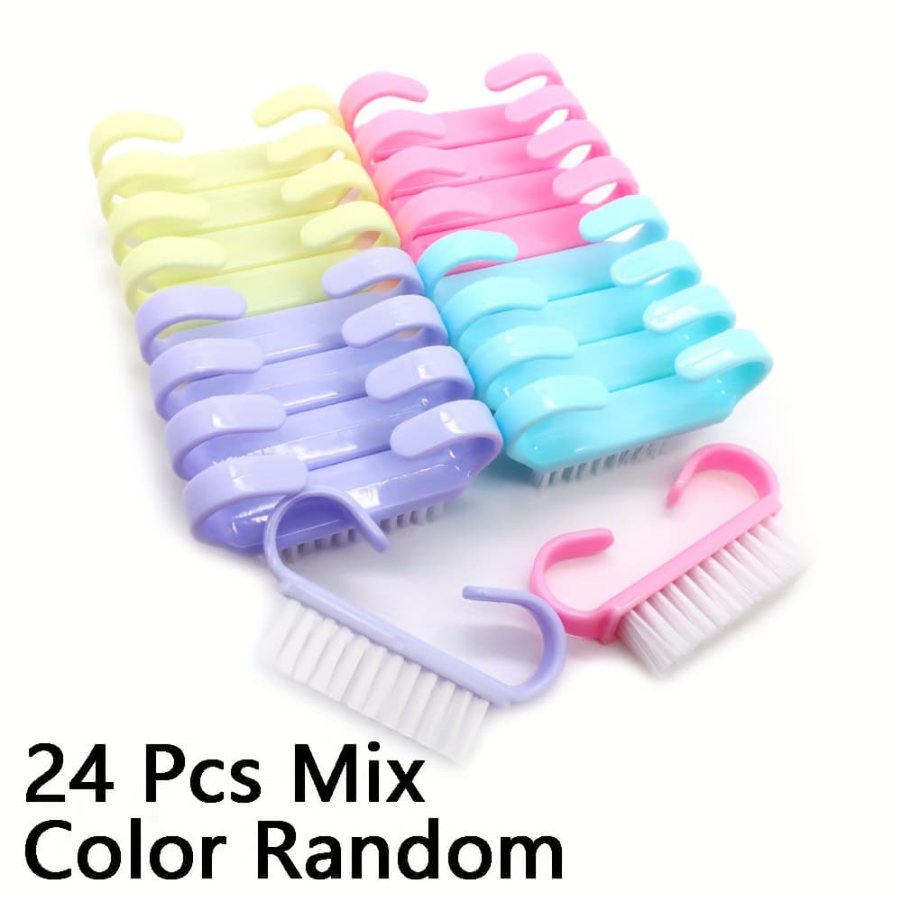 TEMU 24pcs Nail Brush Handle Grip Nail Brush, Hand Wash Brush Nail Brushes Hand Fingernail Brush Cleaner Scrubbing Pedicure For Toes And Nails (color Random)