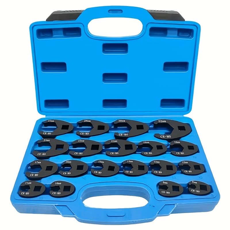 TEMU This Is A 19pcs Metric Tool Set Of Jumbo Crowfoot Flare Nut Wrenches, Designed For 3/8 Inch And 1/2 Inch Drive Ratchets, With Sizes Ranging From 8 To 32 Mm. Or 30pcs Wrench - -shaped