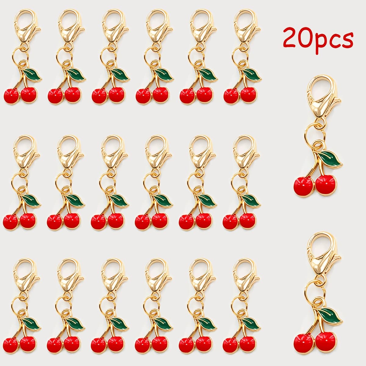 TEMU 20pcs Cute Cherry Keychain Set, Perfect For Backpacks, Keys, And Gifts - Holiday Christmas Accessories, Valentine's Day Gift, Thanksgiving Present