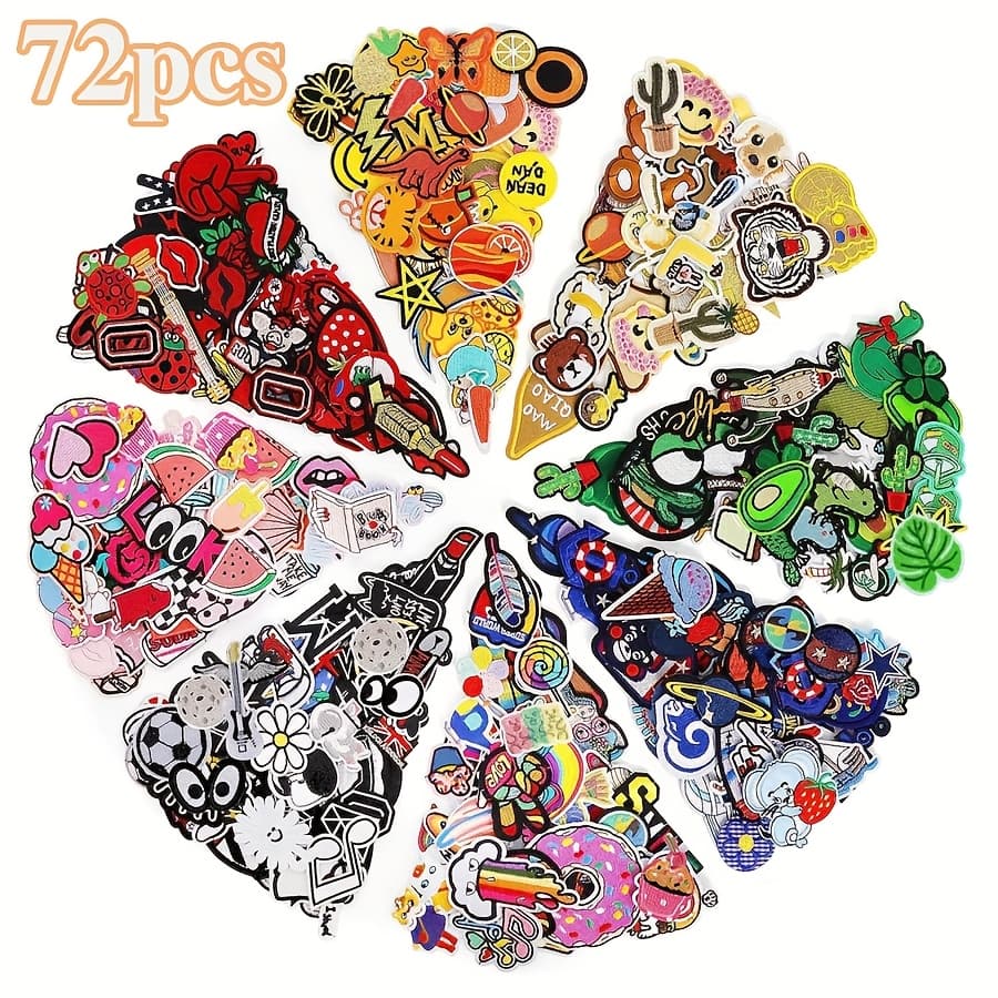 TEMU J.carp 72pcs Colorful Random Kit Patches, Beautiful Applique Embroidery Stitching/ironing Patches For Backpacks, Dresses, Skirts, Hats, Jeans, Pants, Shoes, Bags