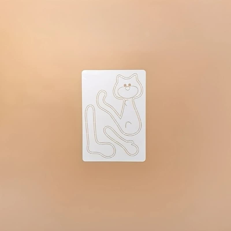 TEMU Template For A Design Featuring A Cat Climbing A Curtain, Ideal For Sewing Projects. This Cute Long-legged Cat Drawing Tool Used To Create Curtain Buckles And Other Handmade Items