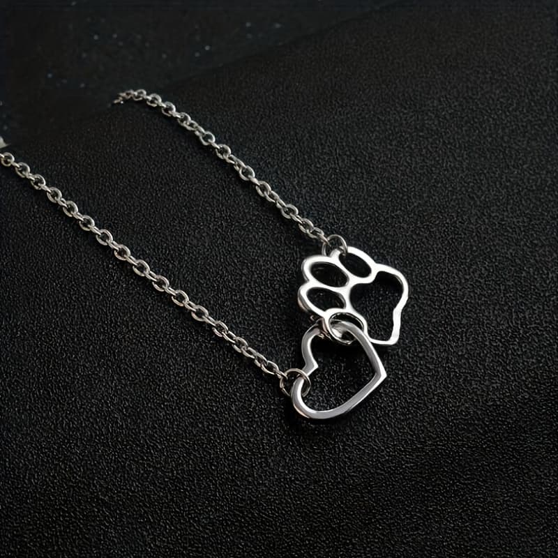 TEMU Cute Dog Footprint Heart Shape Pendant Necklace Female Jewelry, Gift, Birthday Gift
