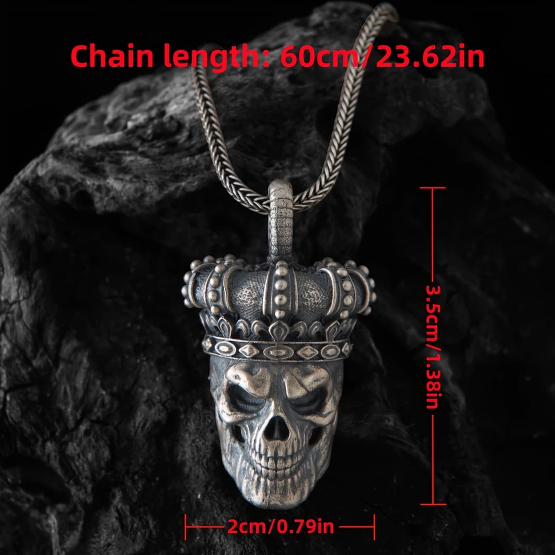 TEMU Gothic Silvery Necklace With Skull Pendant, Men's Jewelry, Perfect Valentine's Day Gift For Him