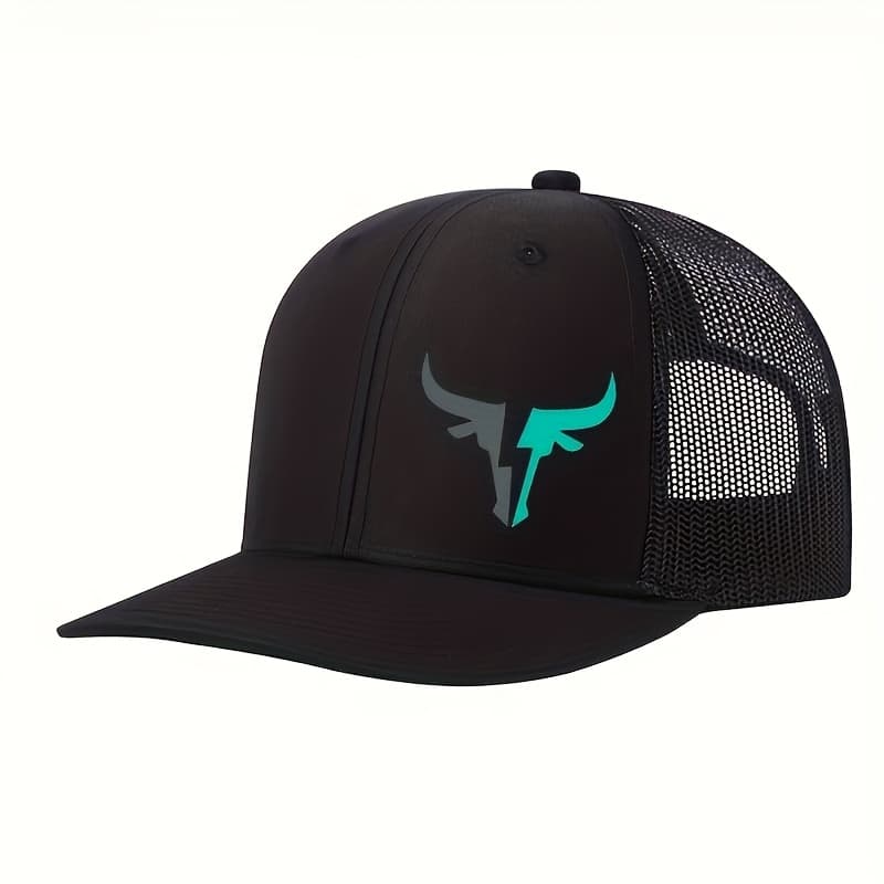 TEMU Adjustable Size, Outdoor Sports Print, Breathable Mesh Trucker For Men And Women - Polyester, Fitted With Closure, Hand Washable, Sports Cap|adjustable Headgear|polyester Fiber