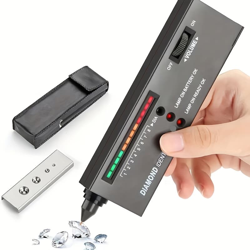 TEMU Professional Gemstone Tester Pen - Portable Diamond And Moissanite Detector With Lcd Display, Instant Jewelry Testing Tool For Synthetic -grown Stones