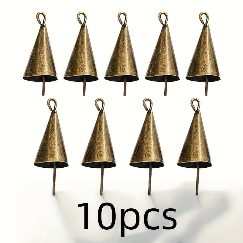 TEMU Set Of 10 Vintage Bells With A - Golden Metal Ideal For Festive Decor, Great For Easter, Thanksgiving, New Year, And Valentine's Day
