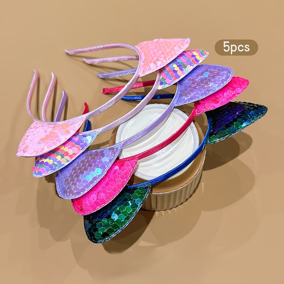 TEMU Random 5pcs Sequined Cat Ear Headbands, Simple, Versatile, And Cute Outer Headbands/head Accessories