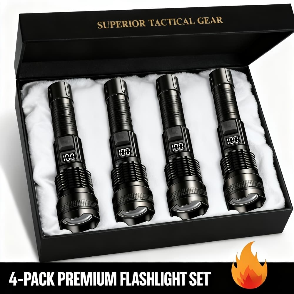 TEMU Set Of 4 Rechargeable High- Led Torches Featuring A Spotlight, Usb Charging Cable, Brightness, , And Suitable For Camping, Hiking, Emergencies
