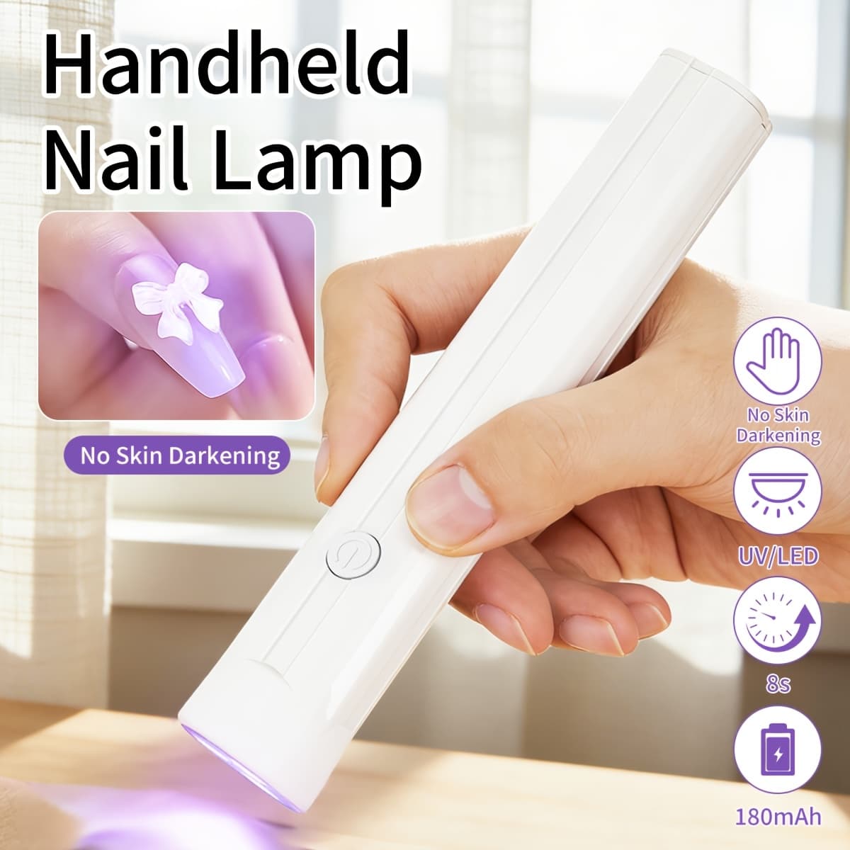 TEMU 1pc Portable Manicure Led Nail Lamps Pen Mini Nail Lamps For False Nails Dryer Light Drying Machine For Fingernail Toenail Nails Gel Polish Led Light