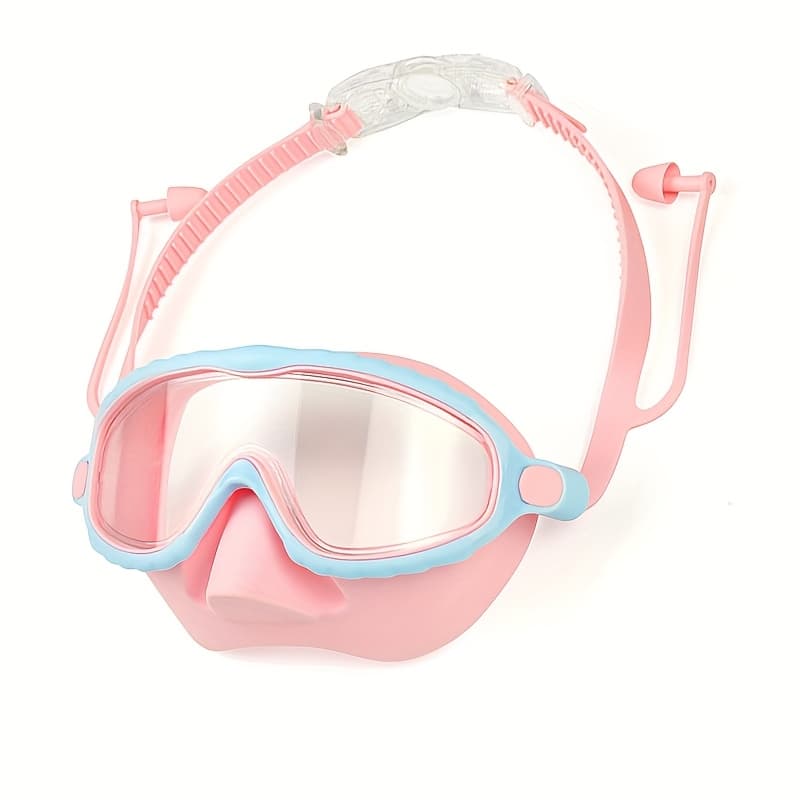 TEMU Oversized Swim Goggles, High Definition , Strap Cushions - With Blue Silicone Cushions, Safe For Outdoor Swimming, Beach, Pond, Stylish Swim Gear, Reliable Fit