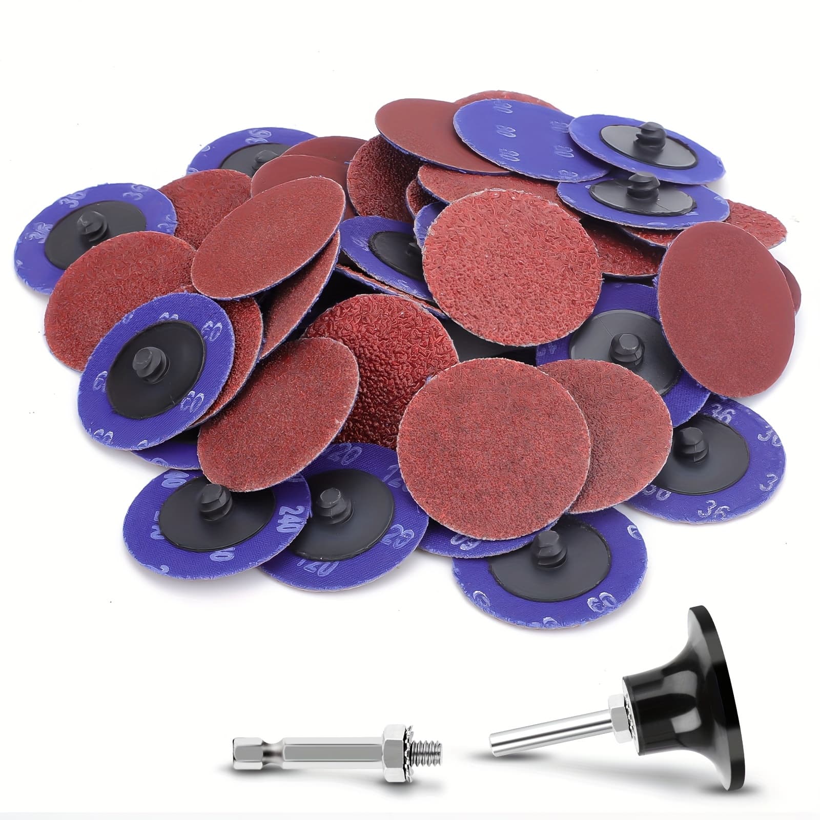 TEMU 50pcs 2 Inch Quick Change, Aluminum Oxide Sanding With 1/4" Holder, For Polish Finish Burr Rust Paint Removal