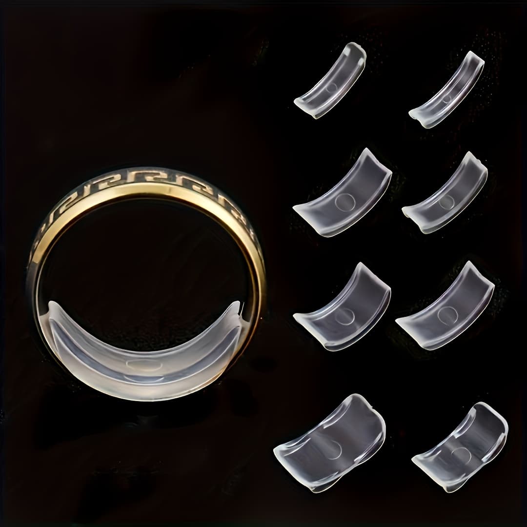 TEMU 8pcs Adjustable Invisible Ring Resizer Set - Non-slip , Size Pad For Loose Rings, Portable Jewelry Sizer For Oversized Additions, Finger Sizes