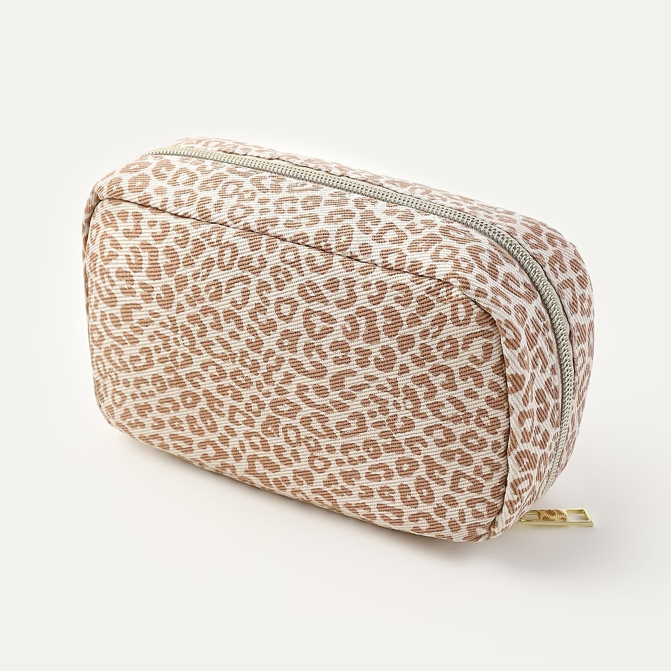 TEMU Leopard Print Makeup Brush Organizer Pouch - Large Capacity Travel Cosmetic Bag With Secure Zipper Closure, Durable Fabric & Sturdy Handles For Professional Tools & (unisex Design), Makeup Pouch