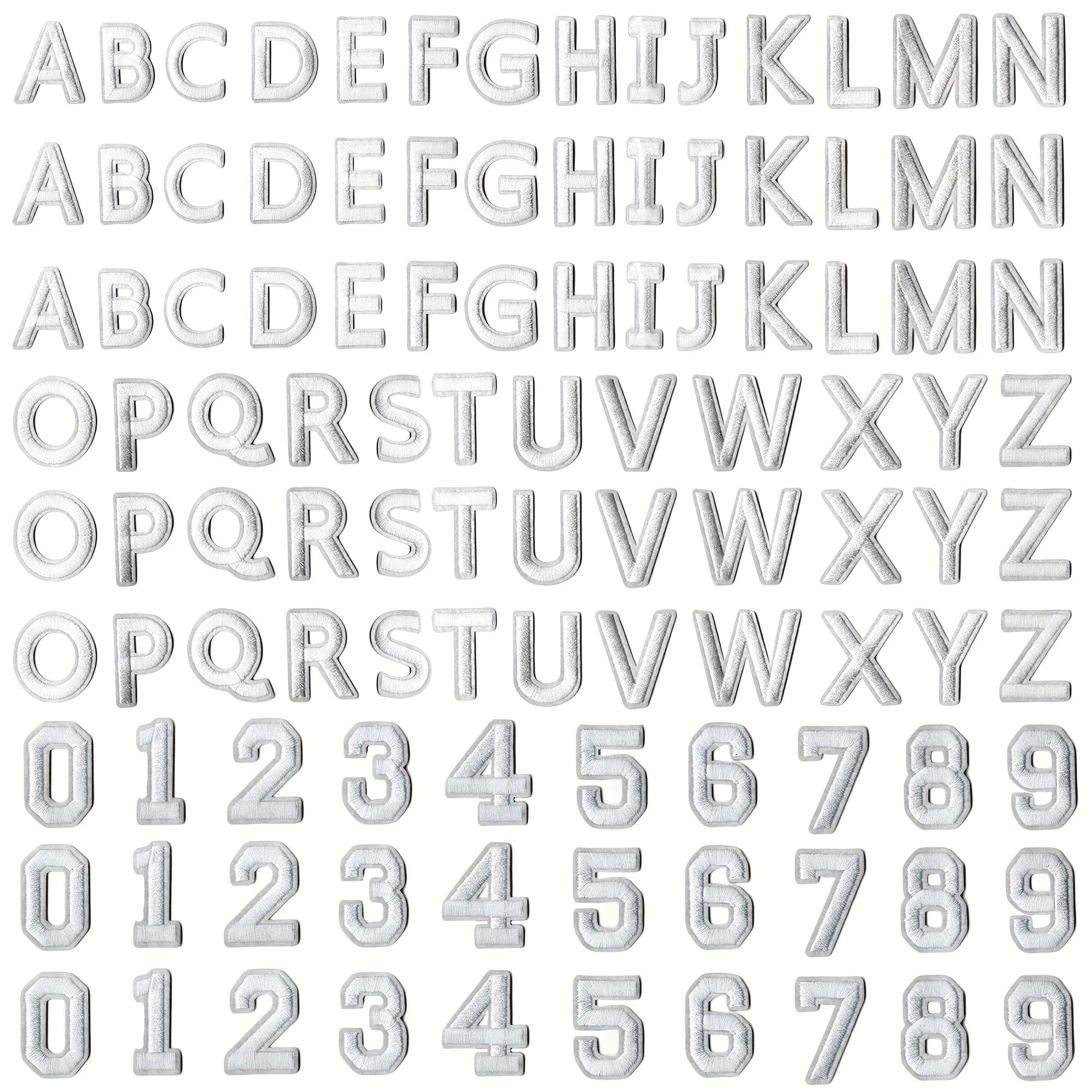 TEMU 108pcs White Letter Patches, Including 3 Sets Of Letter Patches , 3 Sets Of 0-9 Numbers For Sewing Or Ironing On Hats, Shirts, And Jeans, Or For Diy Hand-sewing