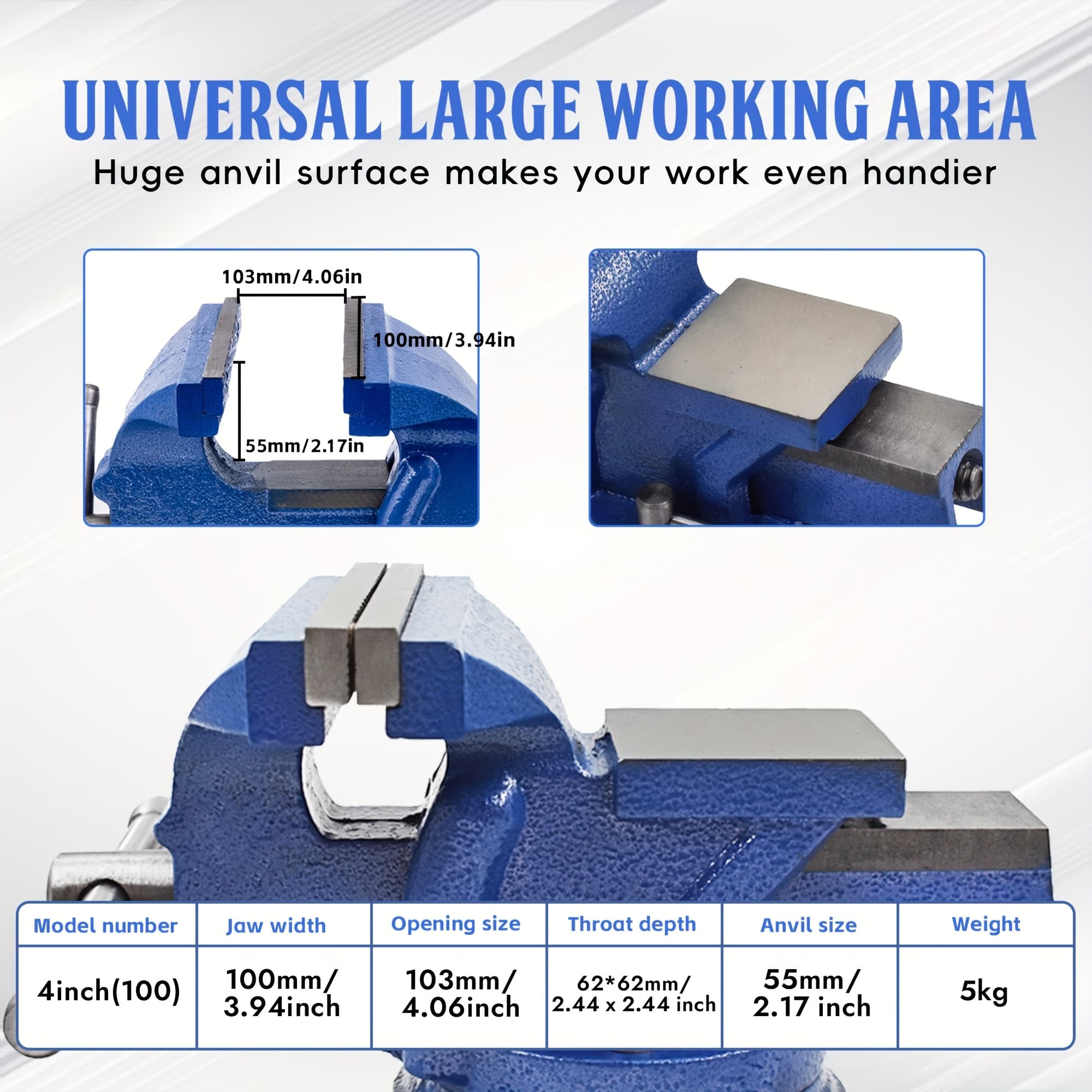 TEMU 4" 5" Bench Vise | Heavy-duty Alloy Table Top Clamp Press With Locking Swivel Base, Suitable For Crafting, Painting, Sculpting, Modeling, Electronics, Soldering, Woodworking, And Fishing Tackle