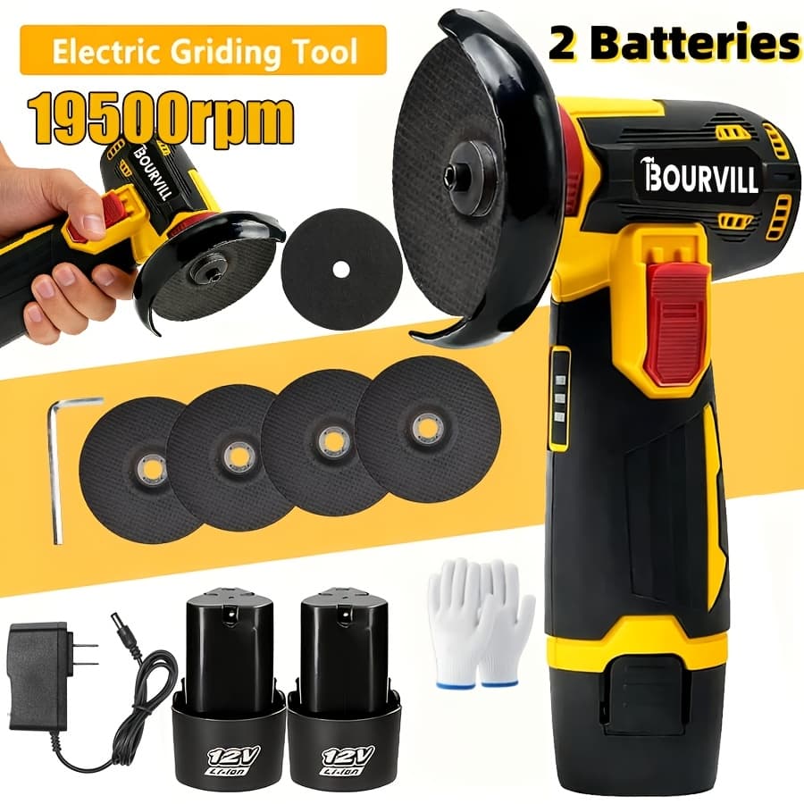 TEMU Rechargeable Mini Angle Grinder With A 12v Cordless Lithium Battery, Ideal For Home Use. Compact, Portable, And Multifunctional, Perfect For Polishing And Grinding, Making It An Birthday Present