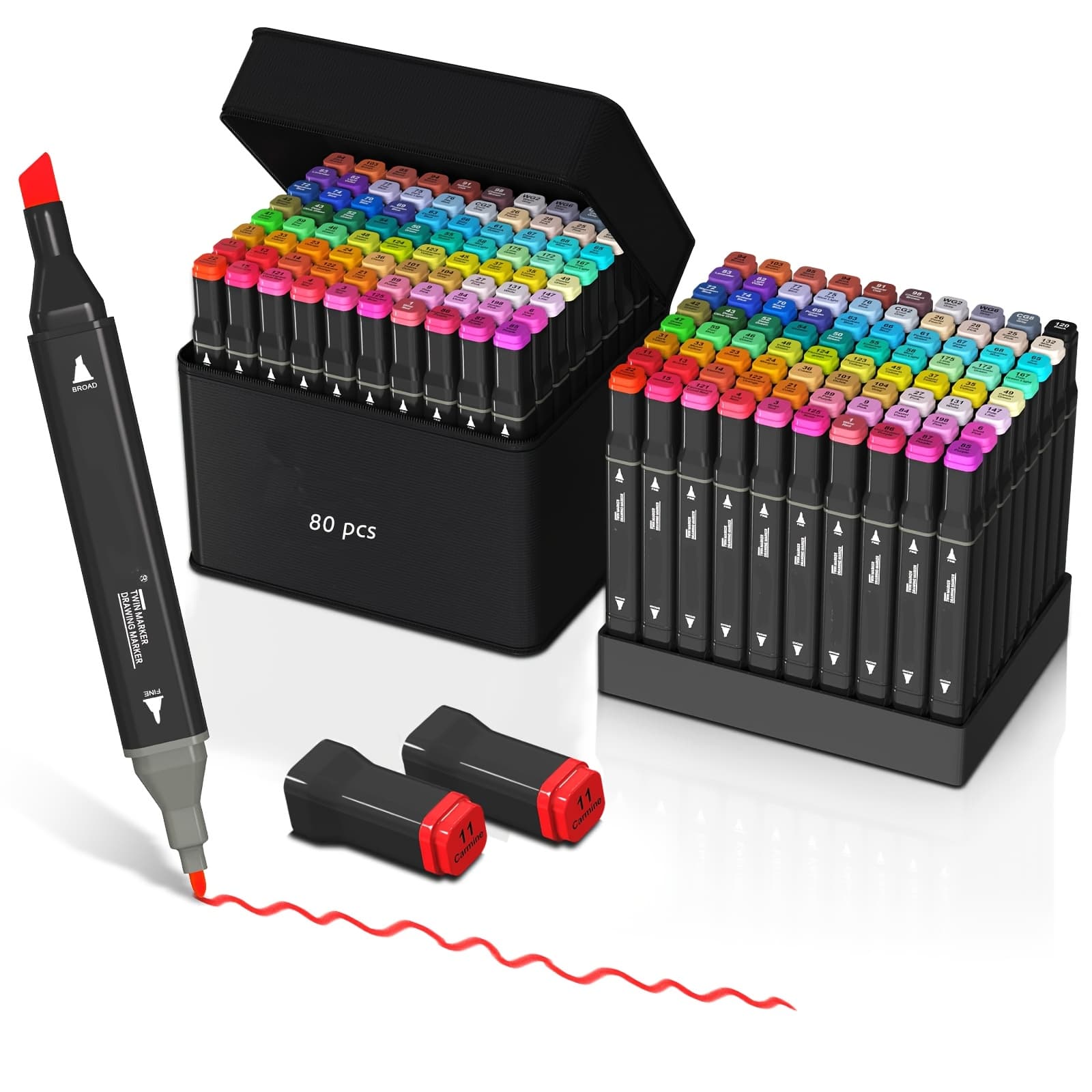 TEMU 80 Colors Alcohol Markers Set, Dual Tip Permanent Sketch Markers For Artists And Adults, Ideal For Drawing, Coloring, And Gift Ideas, With Organizing Case