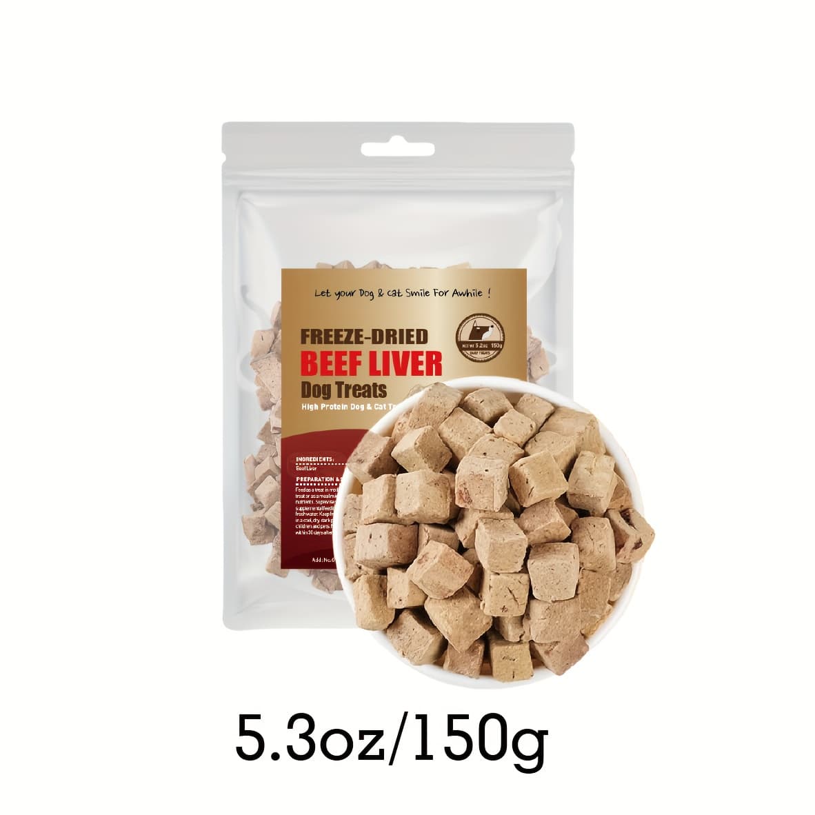 TEMU Freeze Dried Dog Treats, Beef Liver, Single , High , Grain-free, Gluten-free For Pet Lovers