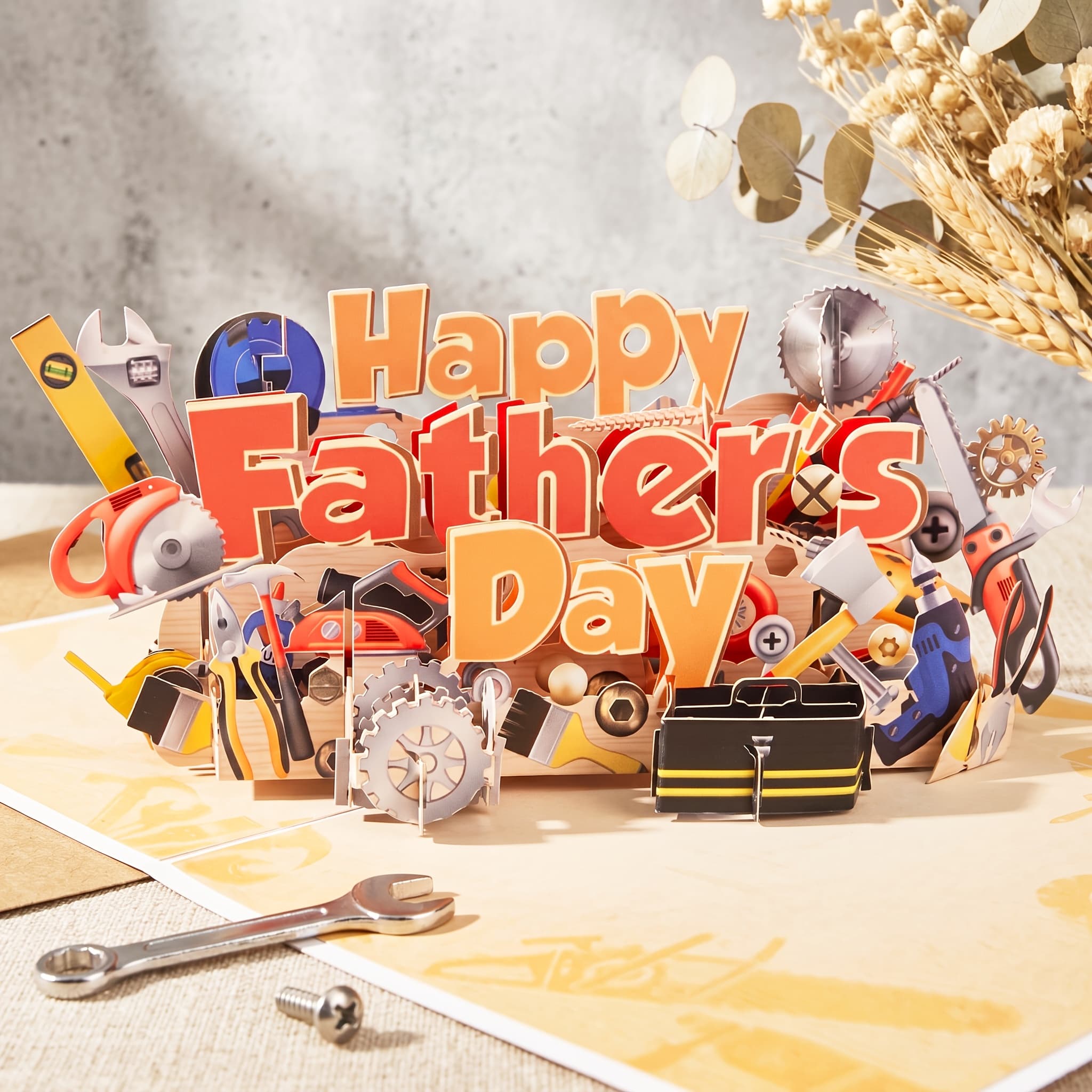 TEMU 1pc Happy Father's Day 3d Pop Up Card, Handyman Toolbox Design Greeting Card, Unique Gift For Dad, Handyman, Husband, Grandpa