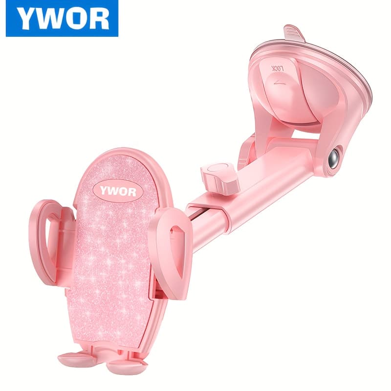 TEMU Ywor Pink Car Suction Cup Phone Mount, Universal Phone Holders For Your Car Dashboard, Cell Phone Holder Car With Sticky Gel Pad, Compatible With Iphone, , All Cellphone
