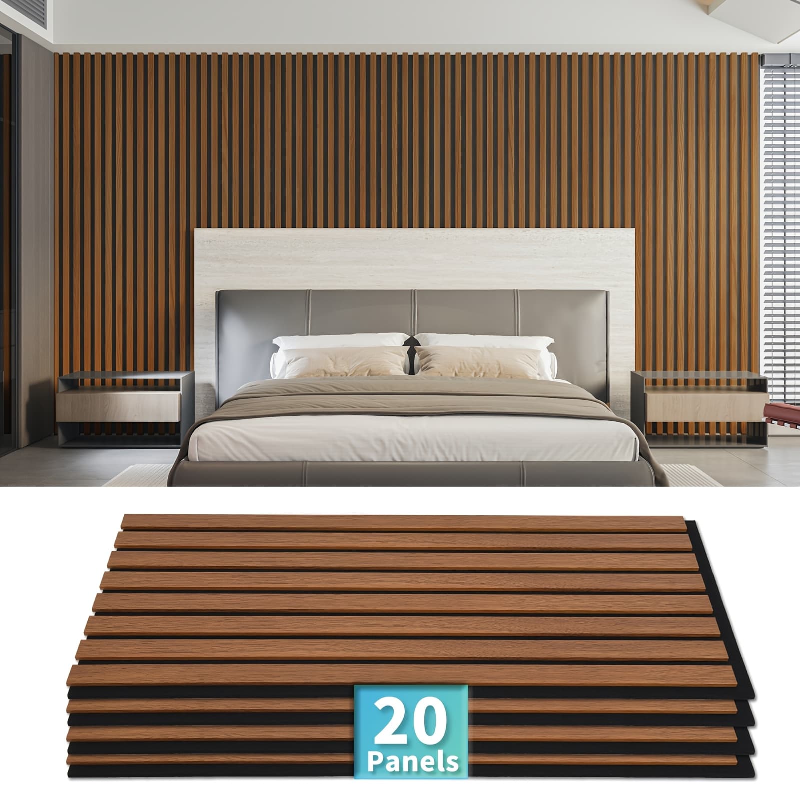 TEMU 20pcs Slat Acoustic Panels, Noise Reduction Wall Panels For Bedroom Living Room Office, Easy, 40 Coverage