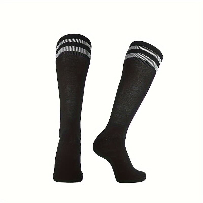 TEMU Breathable Non-slip Soccer Knee-high Socks For Teens & Adults - Outdoor Cycling, Climbing, Running | Striped Design