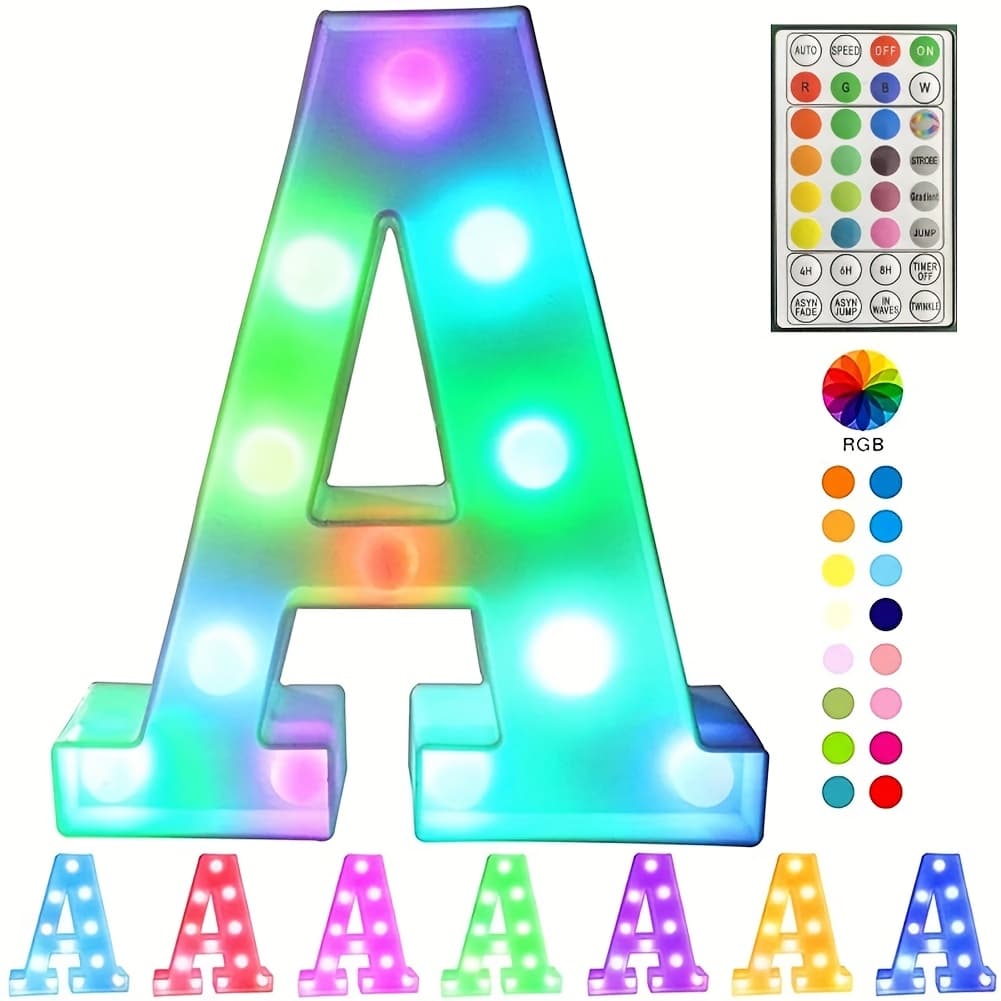 TEMU 22cm Alphabet Letter Led Lights Change Color Lights Decor Luminous Letter Lamp Home Wedding Birthday Christmas Party Decoration