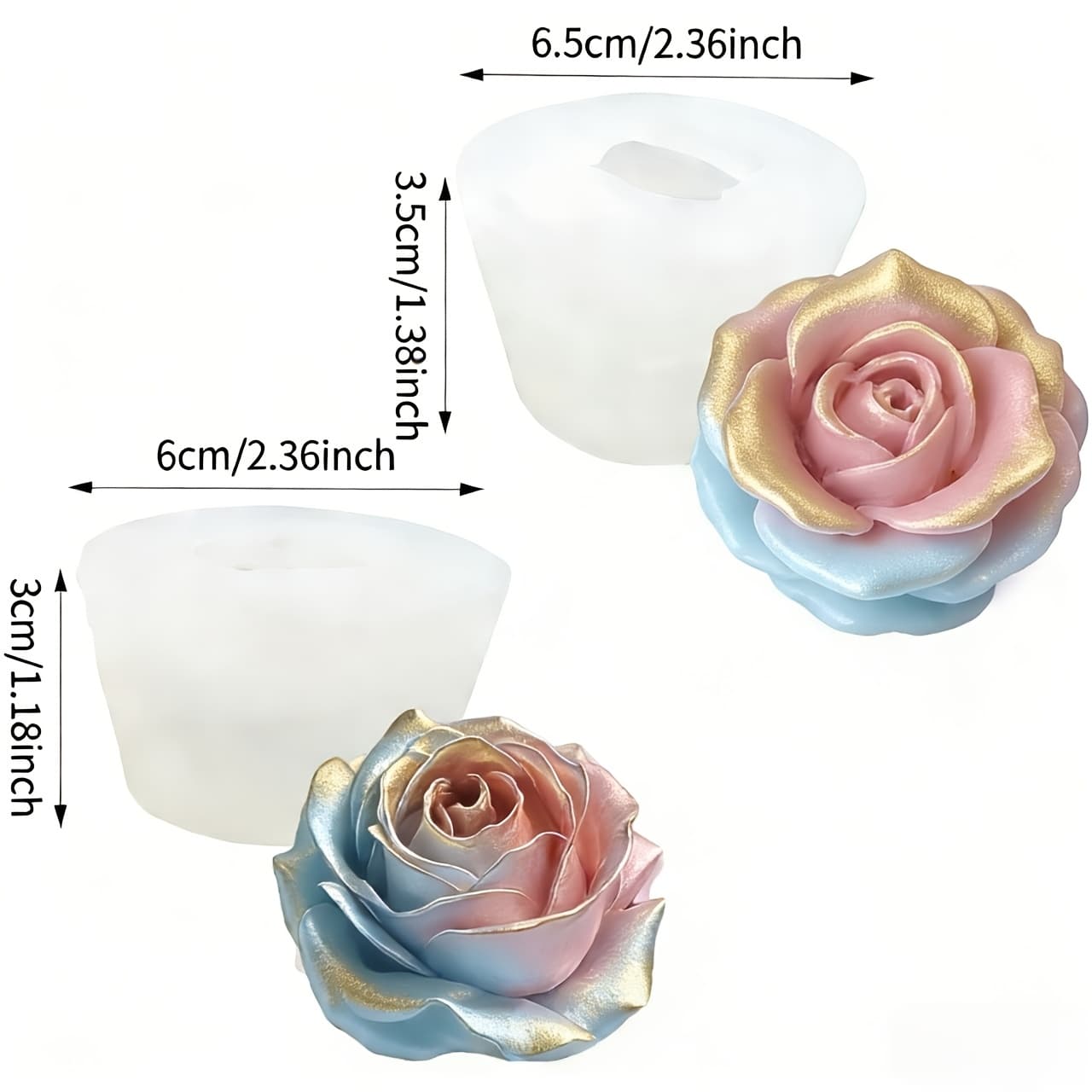 TEMU 2-pack Elegant Silicone Rose Molds | High-quality Reusable For Jewelry Making, Soap Crafts, Home Decor - Ideal For Valentine's, , Birthdays | Delicate , No Electricity Needed